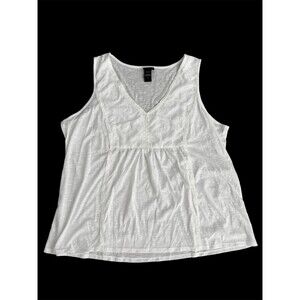 Torrid Lace Embroidered Babydoll Vneck Tank Cottagecore White Slub Knit Plus 3